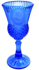 AVON Fostoria George Washington Goblet Blue Cobalt Stemware Vintage
