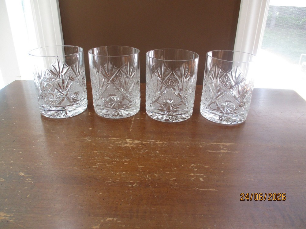 4 – Crystal Fan Hobstar Old Fashioned Glasses