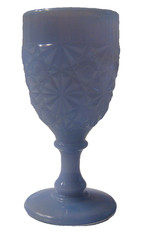 Boyd Art Glass 1978-83 Daisy And Button Blue Chiffon Wine Goblet 1st Five Years