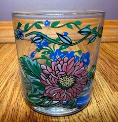 International Tableworks Terrace Blossoms (4) Double Old Fashioned Glasses EUC