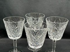 Set of 4 ~ Waterford «CLARE» Crystal Claret Wine Glasses ~ 5 7/8″ Tall