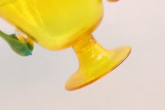 SET 4 Salviati Murano Yellow Art Glass Dessert Fruit Bowl Cups Saucer Venetian