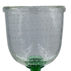 Bullicante Goblet Chalice Clear Green Art Glass Controlled Bubbles 8.75″ Tall