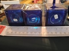 Lot Of Cobalt Blue Wine Glasses Candle Holders And Cordial Shot Glasses.