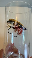 Vintage Fly Fishing Highball Glasses Set Of 8 With Multicolor Fly Designs