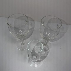 Vtg 3 Libbey Candlelight Etched Wine Glasses Goblets MCM Starburst Various Sizes