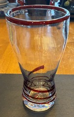 Vintage Hand Blown Clear with Red Swirl Line Pilsner Style Glass Candy Cane