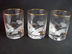 Lenox Set Of 3 Holiday Gold Rimmed Dimensions Holly Berry 12 Oz Whiskey Glasses