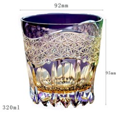 24% Lead Crystal Hand Cut Whiskey Glass Tumbler Edo Kiriko Drinkware 11oz Purple