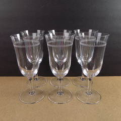 6 Wedgwood Crystal Vera Wang Grosgrain Iced Tea Glasses 8.5″ Tall VGC White Dots