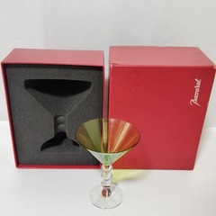 Baccarat Vega Light Green Crystal Martini Cocktail Glass Cut Stem Barware