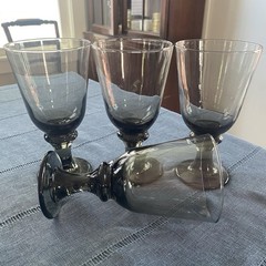 Libbey Glass 7″ Nova Black 16oz Water Glasses Set Of 4 Vintage