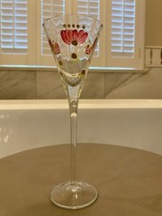 Vintage Art Nouveau Laura Ashley Champagne Flute Etched Hand Painted