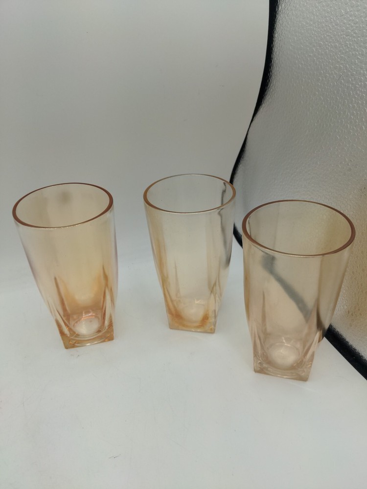 Jeanette Peach Luster 5″ Drink Glasses x4