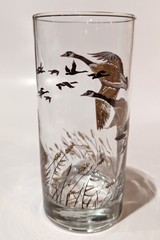 Set/3 LIBBEY Canadian Geese Highball Glass Tumbler The Flight Gold Gilt 12.5 oz
