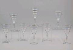 8 Utility Glass Works Cambodia Ware Clear Iridescent Wine Coupe Glasses