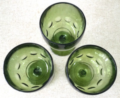 Vtg Bartlett Collins Thumbprint Goblets Avocado Green 16oz Lot of 4 1970’s MCM