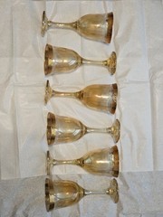 Lorren Home Trends Amber Goblets Set of 6, Corona Lustro Ambra