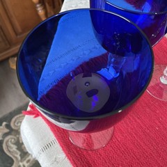Goblets Wine Glasses Cobalt Blue & Clear Stem Barware – 7-1/2”- Set Of 4
