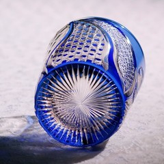 2026 World Cup Trophy Themed Blue Crystal Glass Hand-cut Whiskey Tumbler 9oz