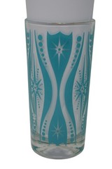 MCM Atomic Starburst Blue Teal Turquoise Highball Glasses with Original Carrier
