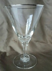 Tiffin Franciscan FAIR LADY Platinum Silver Rim Crystal Water Goblet SET OF 4