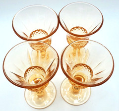 Vintage Pressed Cordial Peach Glasses Fluted Diamond Pattern Holds 1 ounce -4