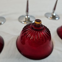 Paden City Ruby Red Glasses with removable Chrome Metal Stem Set 4 MCM VTG 1930s