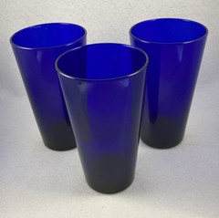 Libbey Flare Cobalt Blue Cooler Tumblers 5.8in Set of 3