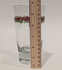 Libbey Holly Ribbon Christmas Glass Gold Rim, Thick Heavy Base 5.75″ Vintage