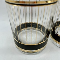 Vtg MCM Culver Devon Black 22k Lowball Whiskey Old Fashioned Glasses