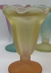 Libbey Ombre Colorful Frosted Parfait Ice Cream Sundae Footed Glasses Set 4