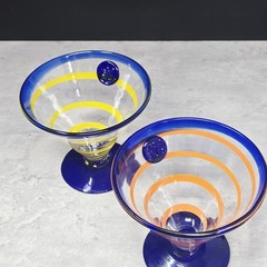 ROYAL CARIBBEAN Kosta Boda Cobalt Blue Margarita/Martini Swirl Glasses Set Of 2