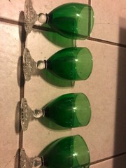 Anchor Hocking Bubble Foot Green Juice/Wine Glass