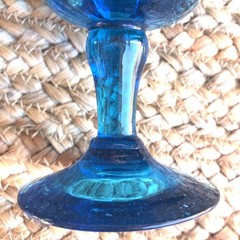 Hand Blown Swirl Turquoise Blue Glass Sherry Cordial Lemonchello Glass Set Of 5