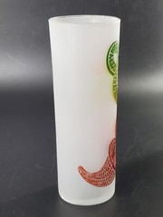 Set Of 2 Vintage Federal Glass Tall Frosted Fruit Tumblers Highball Glasses