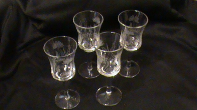 Leonard Silver Summerfield Wine Glass 4 Oz 5.5 » Tall Etched Floral, A08