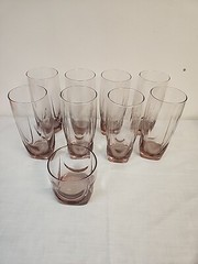 SET OF 8 Libbey Imperial Plum Cooler Tumbler Glasses 6.75” Vintage Pink & BONUS