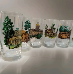 Vintage Libbey Wilbur G Kurtz Atlanta Historical Sites Highball Glasses Set of 8
