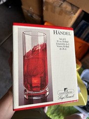4 Luigi Bormioli 13 oz Crystal Hi-Ball Tumblers HANDEL Pattern Italy NEW in Box
