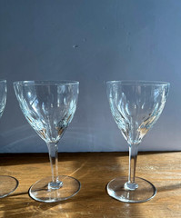 Val St Lambert Nestor Hamlet Crystal Water/Wine stems Goblet Glasses set 4 (8 av