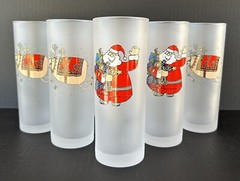 Christmas Highball Glass Tumblers 7″ Santa Reindeer Set of 8 Dartington Designs