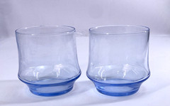 Vintage Rocks Glasses Whiskey Lowball Barware Juice Libbey Impromptu Azure Blue