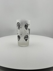 Vintage MCM Black White Gray Atomic Leaf Pattern Highball Tumbler Drinking Glass