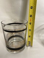Vintage Set Of 4 Luminarc J.D. Durand Low Ball Glasses Black Gold *READ