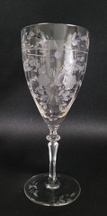 Libbey Rock Sharpe 2011-2 Crystal Water Goblets 7 3/4″ Etched Floral – Set of 3