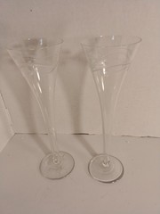 (2) Princess House Handblown Crystal Toasting Champagne Flutes 10″Floral Design