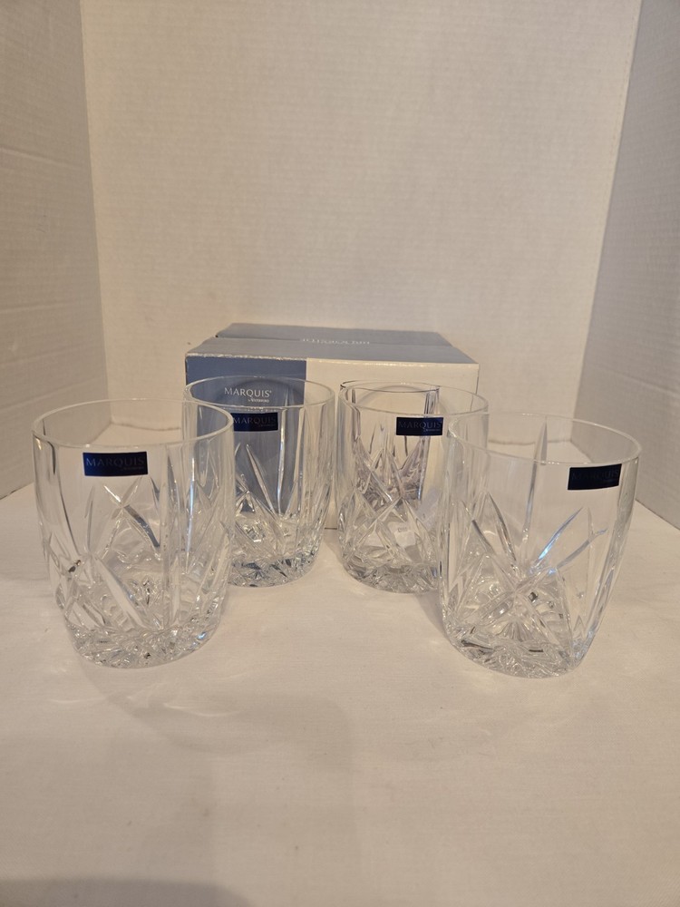 Waterford Brookside Set Of 4 Double Old Fashioned Crystal Glasses New W Box