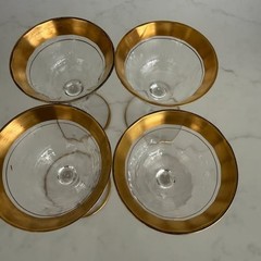 Vintage Tiffin-Franciscan «Rambler Rose» Gold Encrusted Crystal Stemware Set