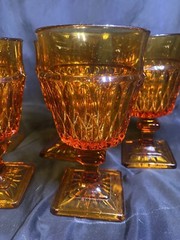 Chunky Vintage 6” Spiced Pumpkin Wine Goblets- Set of 5 MINT CONDITION